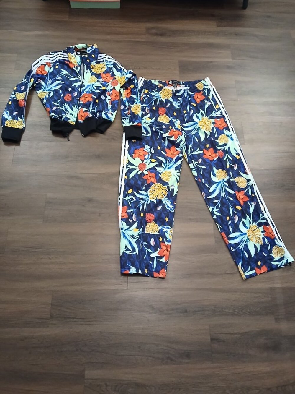 Rare Adidas Her Studio London Floral Track suit L jacket & XL pants tropical GUC